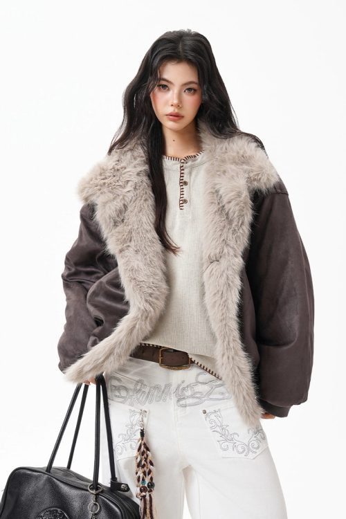 Fur Collar Suede Jacket