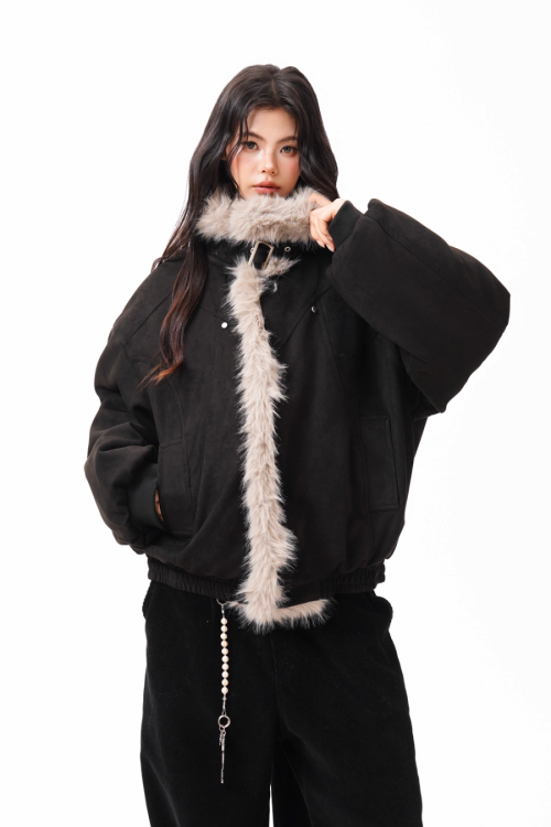 Fur Collar Suede Jacket