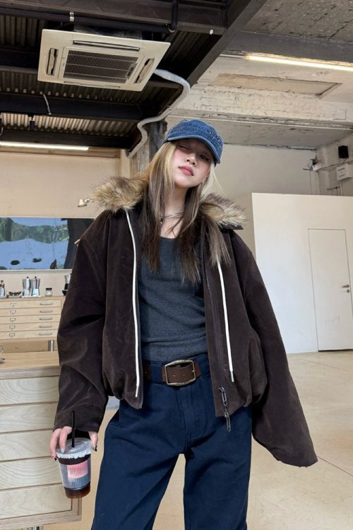 Fur Collar Suede Jacket