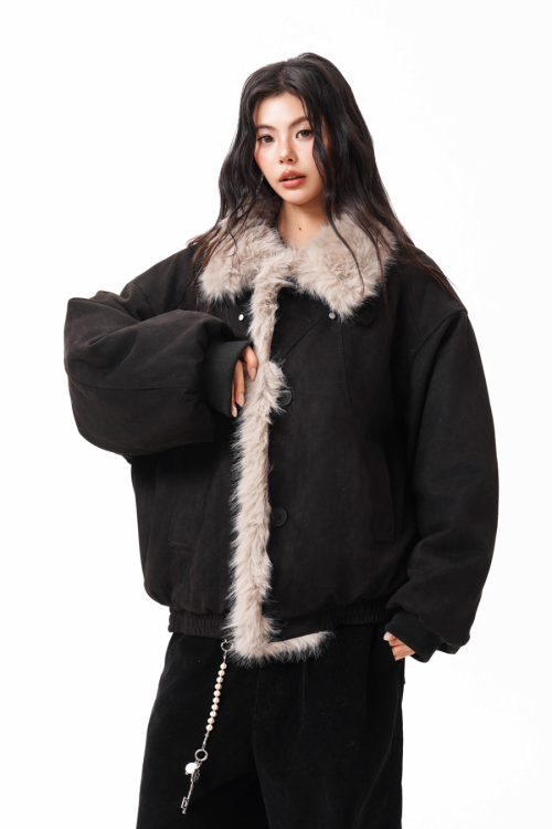 Fur Collar Suede Jacket