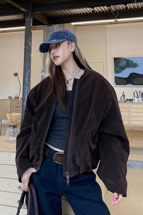 Fur Collar Suede Jacket