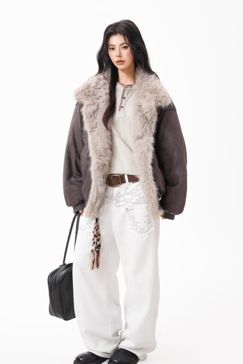 Fur Collar Suede Jacket