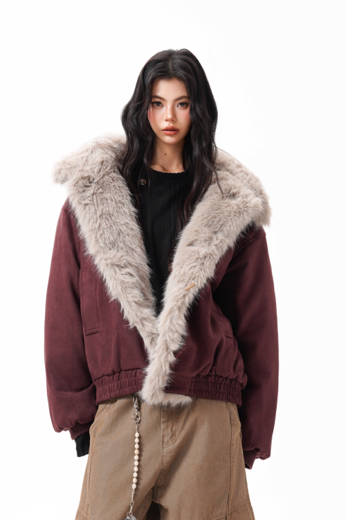 Fur Collar Suede Jacket