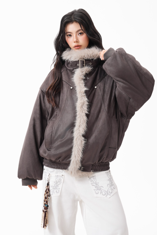 Fur Collar Suede Jacket