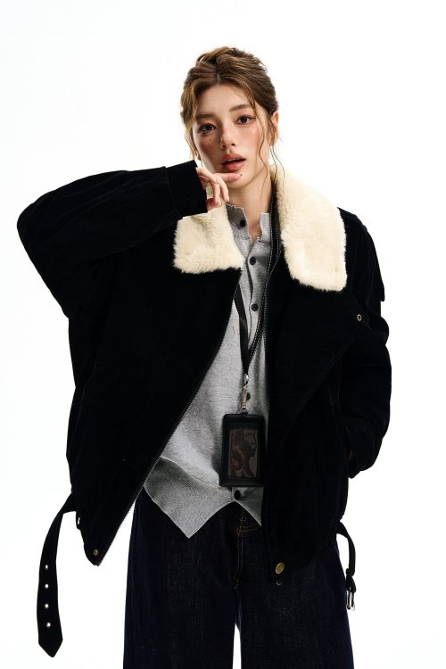 Fur Collar Suede Jacket