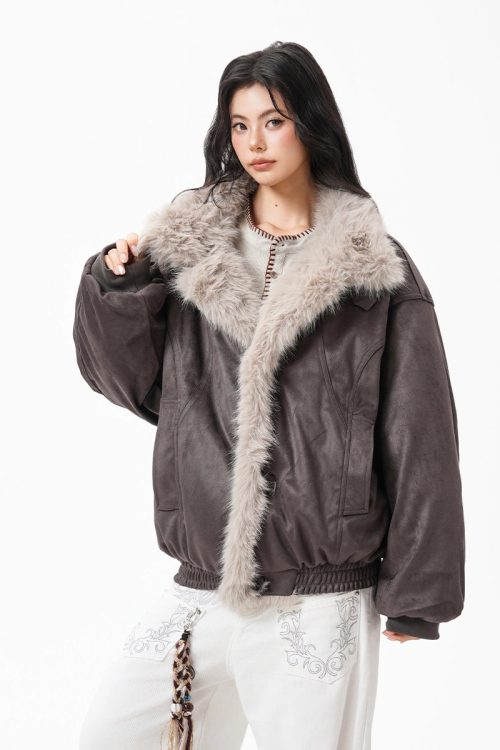 Fur Collar Suede Jacket