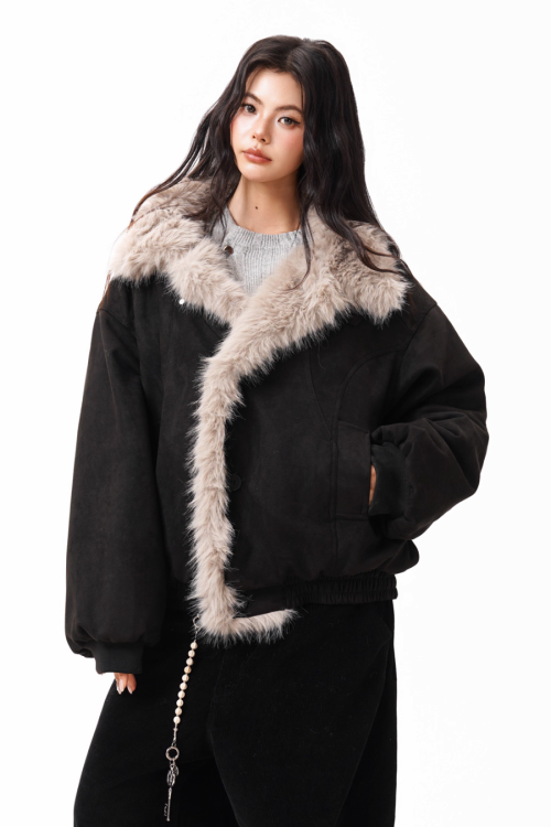 Fur Collar Suede Jacket