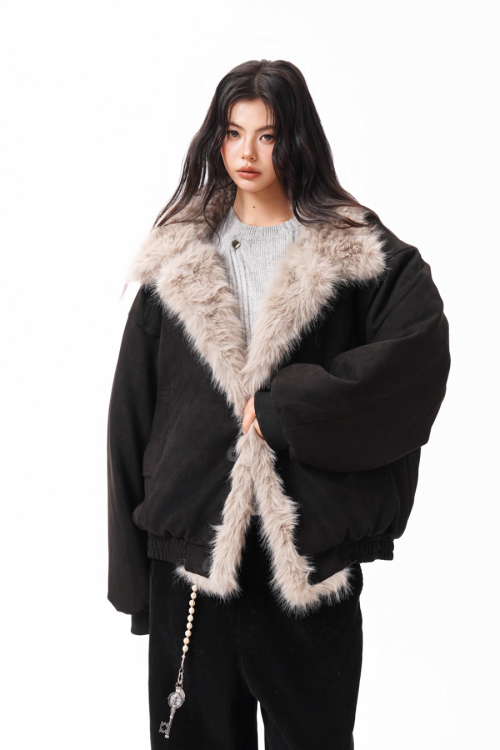 Fur Collar Suede Jacket