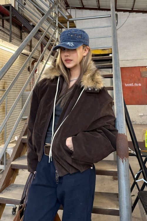 Fur Collar Suede Jacket