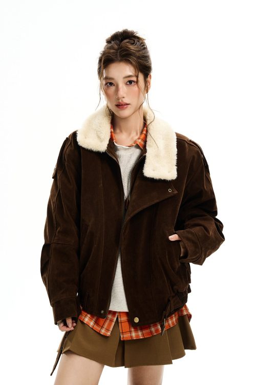 Fur Collar Suede Jacket