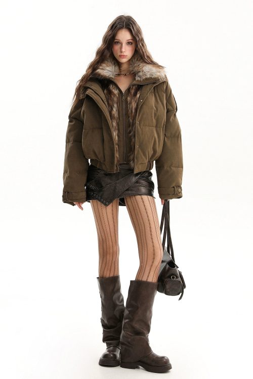 Fur Collar Two Piece Jacket