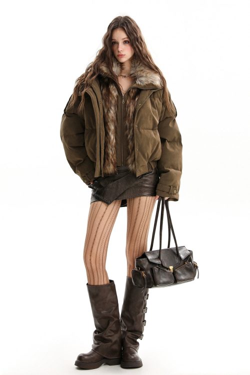 Fur Collar Two Piece Jacket