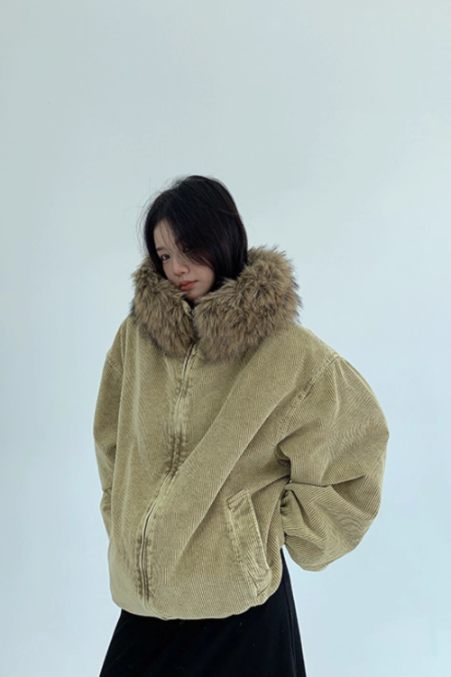 Fur Corduroy Double-Zip Jacket