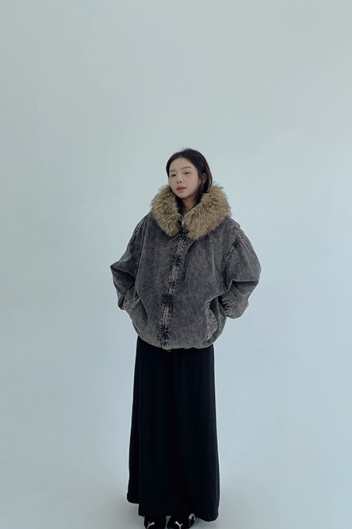 Fur Corduroy Double-Zip Jacket