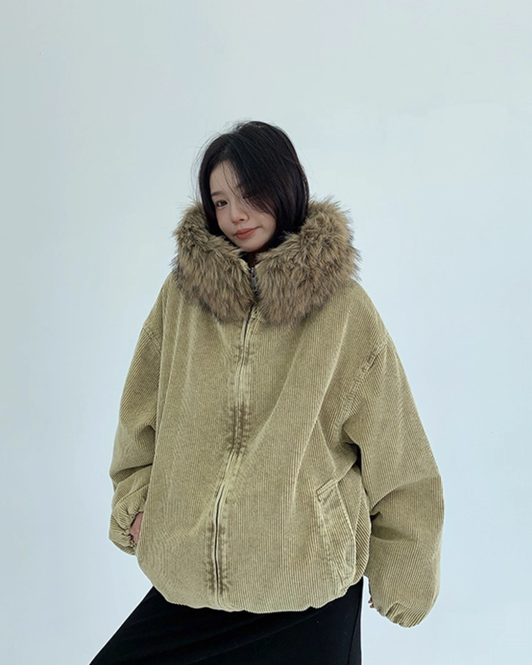 Fur Corduroy Double-Zip Jacket Fur Corduroy Double-Zip Jacket