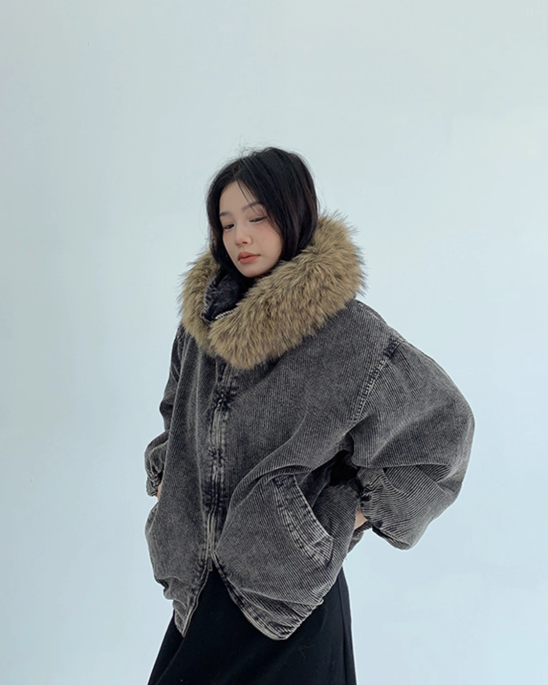 Fur Corduroy Double-Zip Jacket Fur Corduroy Double-Zip Jacket