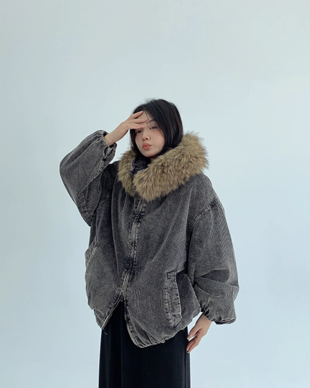 Fur Corduroy Double-Zip Jacket Fur Corduroy Double-Zip Jacket