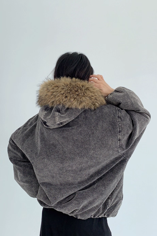 Fur Corduroy Double-Zip Jacket