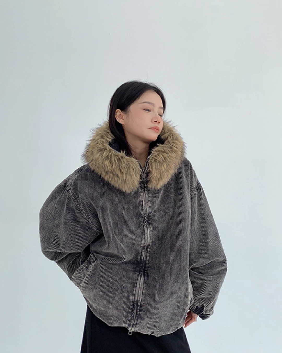 Fur Corduroy Double-Zip Jacket Fur Corduroy Double-Zip Jacket