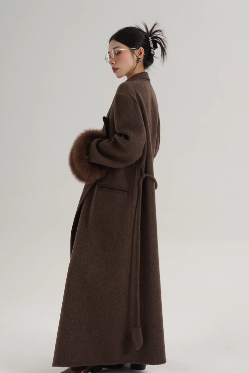 Fur Cuff Long Coat