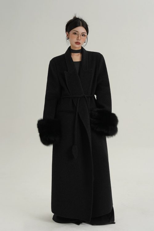 Fur Cuff Long Coat