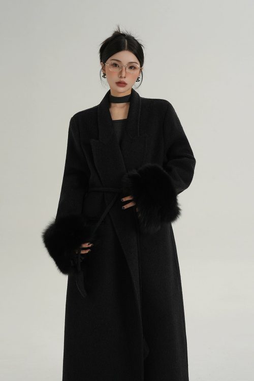 Fur Cuff Long Coat