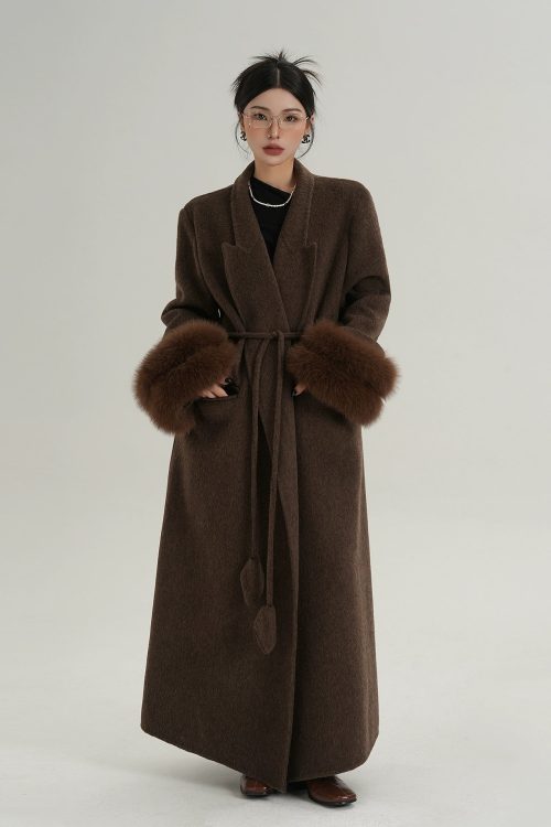 Fur Cuff Long Coat