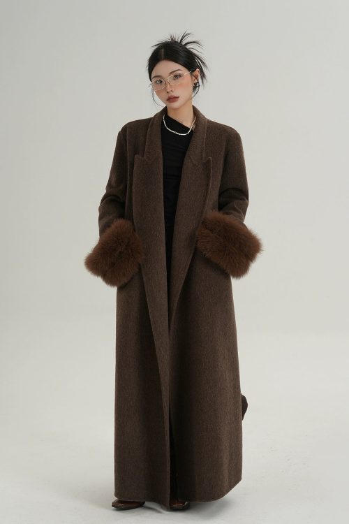 Fur Cuff Long Coat