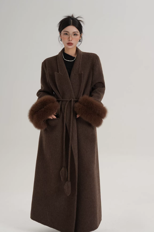 Fur Cuff Long Coat
