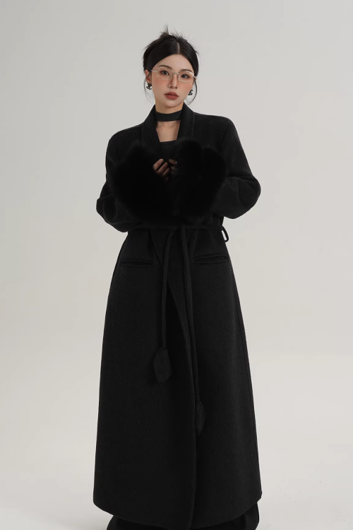 Fur Cuff Long Coat