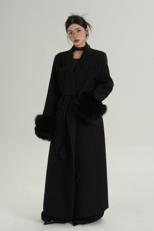 Fur Cuff Long Coat
