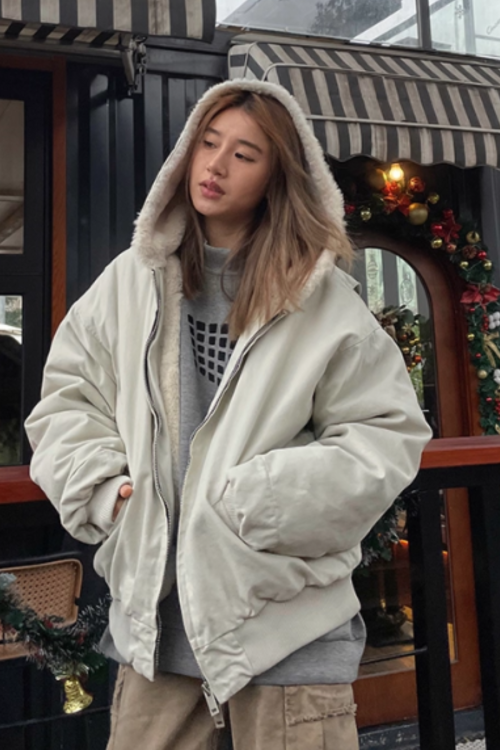 Fur Design Padded Blouson