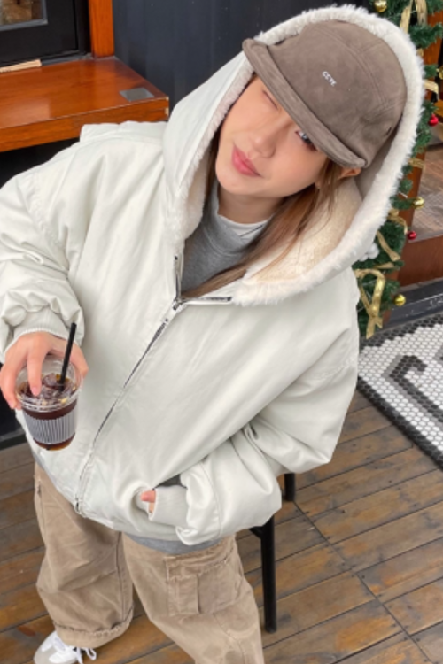 Fur Design Padded Blouson