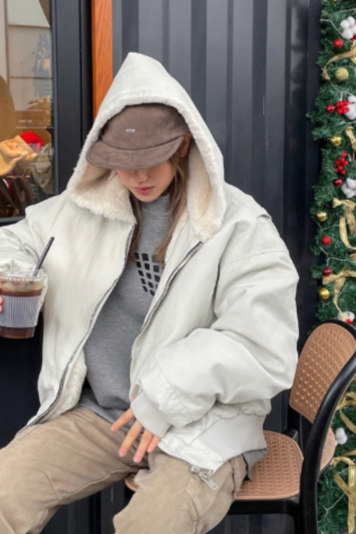 Fur Design Padded Blouson