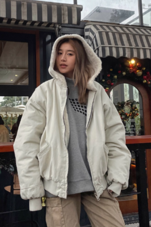 Fur Design Padded Blouson
