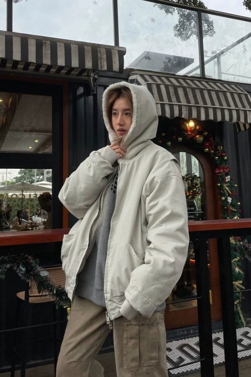 Fur Design Padded Blouson