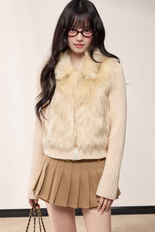 Fur Docking Knit Jacket