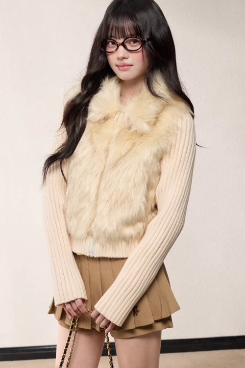 Fur Docking Knit Jacket