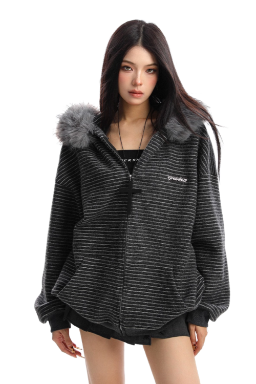 Fur Food Thin Striped Jacket