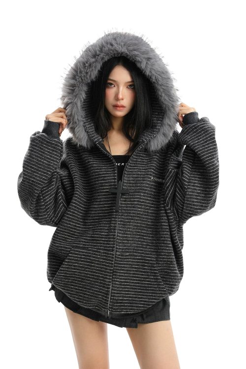 Fur Food Thin Striped Jacket