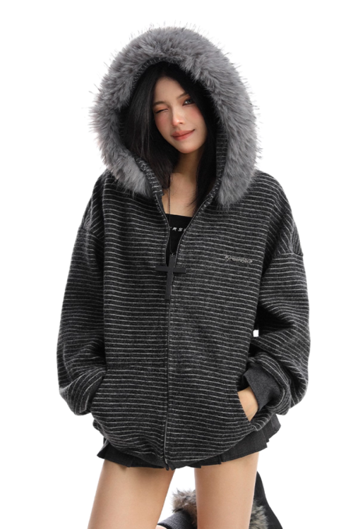 Fur Food Thin Striped Jacket