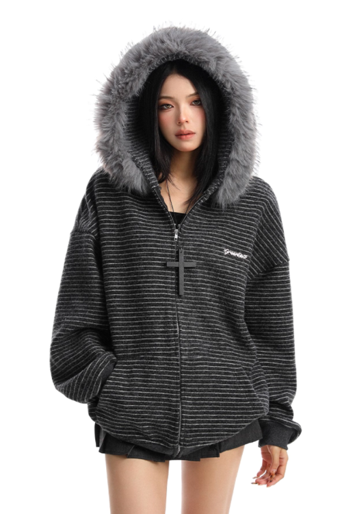 Fur Food Thin Striped Jacket