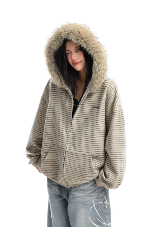 Fur Food Thin Striped Jacket
