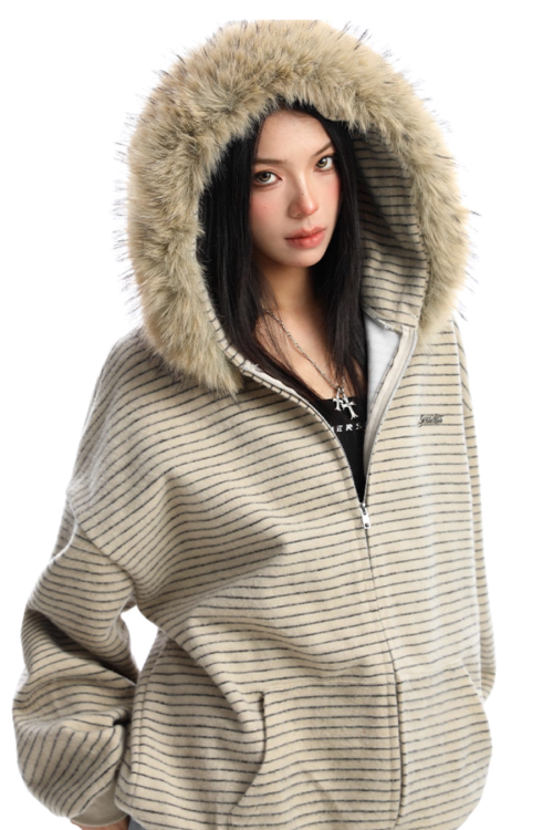 Fur Food Thin Striped Jacket