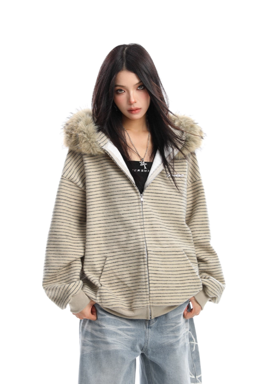 Fur Food Thin Striped Jacket