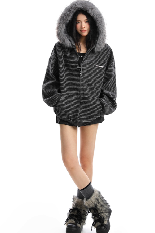 Fur Food Thin Striped Jacket