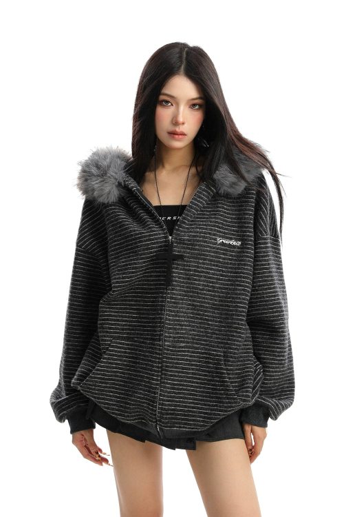 Fur Food Thin Striped Jacket