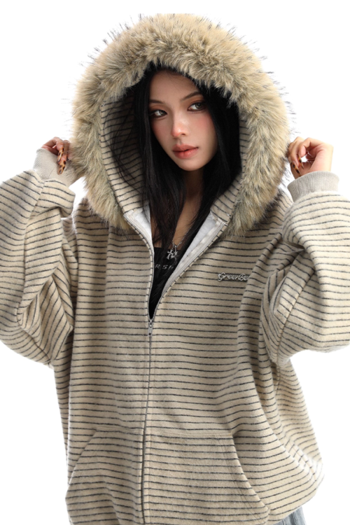 Fur Food Thin Striped Jacket
