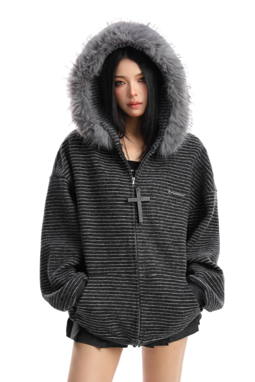 Fur Food Thin Striped Jacket