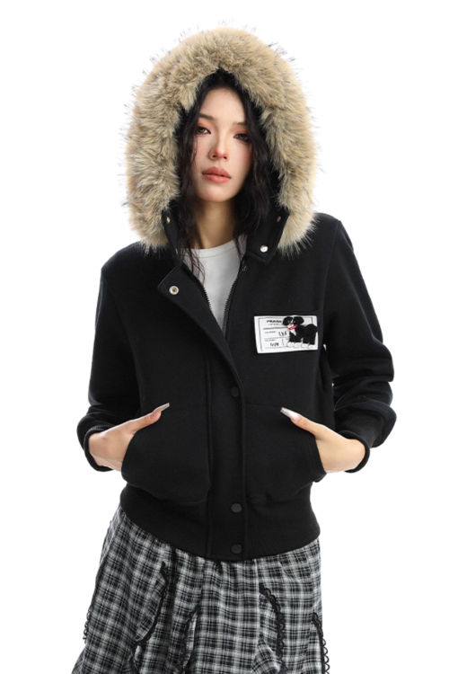 Fur Hood Camouflage Jacket